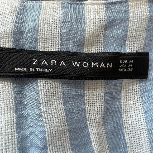 Zara blue white striped strappy off the shoulder woven top 5534 - Picture 9 of 9